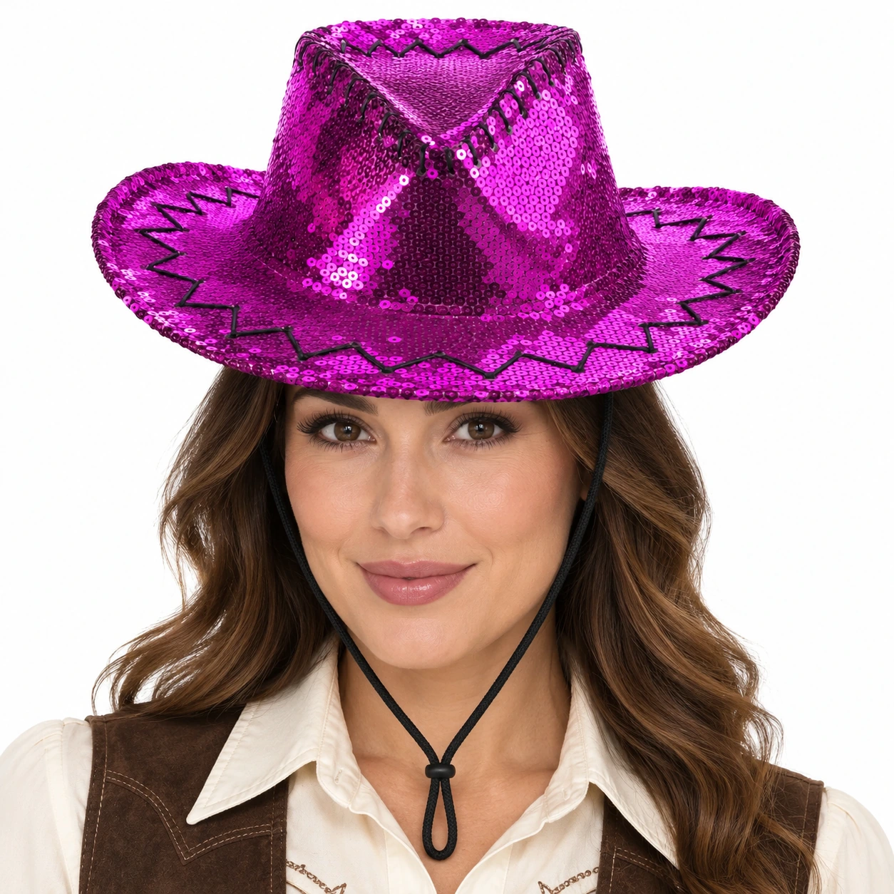 Lila flitteres cowboykalap – termékillusztráció